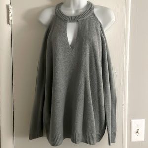 Light blue shoulder cut out sweater